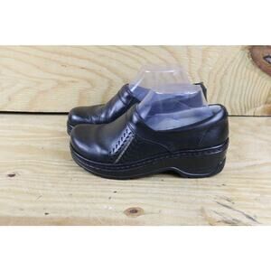 Klogs Naples Womens 7M Black Leather Clogs Mules Comfort Shoes